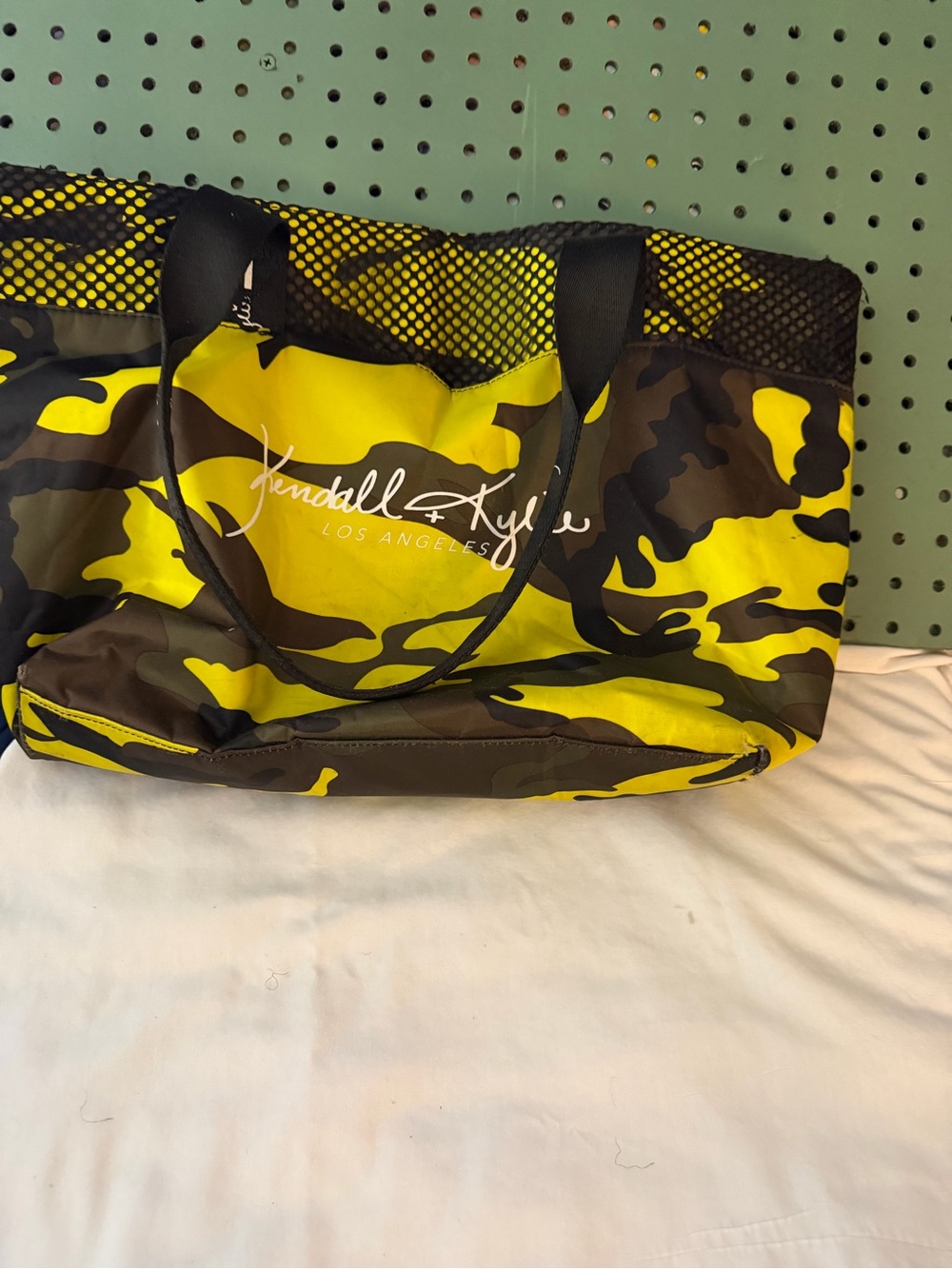 Kendall & Kylie Yellow and Brown Camo Tote with Black Straps